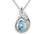Swiss Blue Topaz Pendant Necklace 4/5 Carat (ctw) in Sterling Silver with Chain